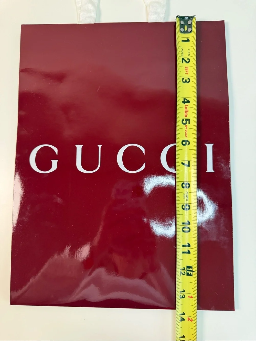 Gucci Large Burgundy Glossy Shopping Bag + Matching Card Envelope Packaging